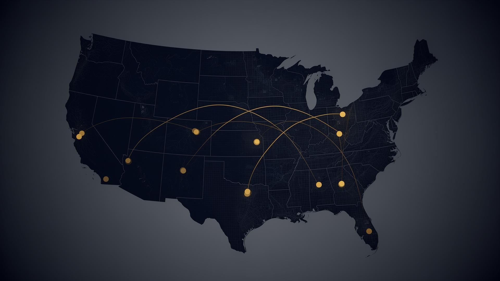 U.S. growth markets map with multifamily acquisition nodes